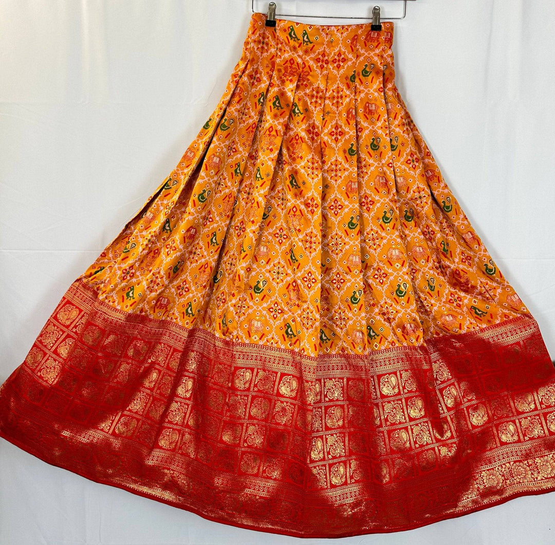 Banarasi Silk Skirt with Patola Print | Traditional Indian Wear - Shree Shringar