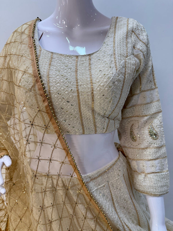 White Lucknowi Lehenga Choli - Perfect for Special Occasions - Shree