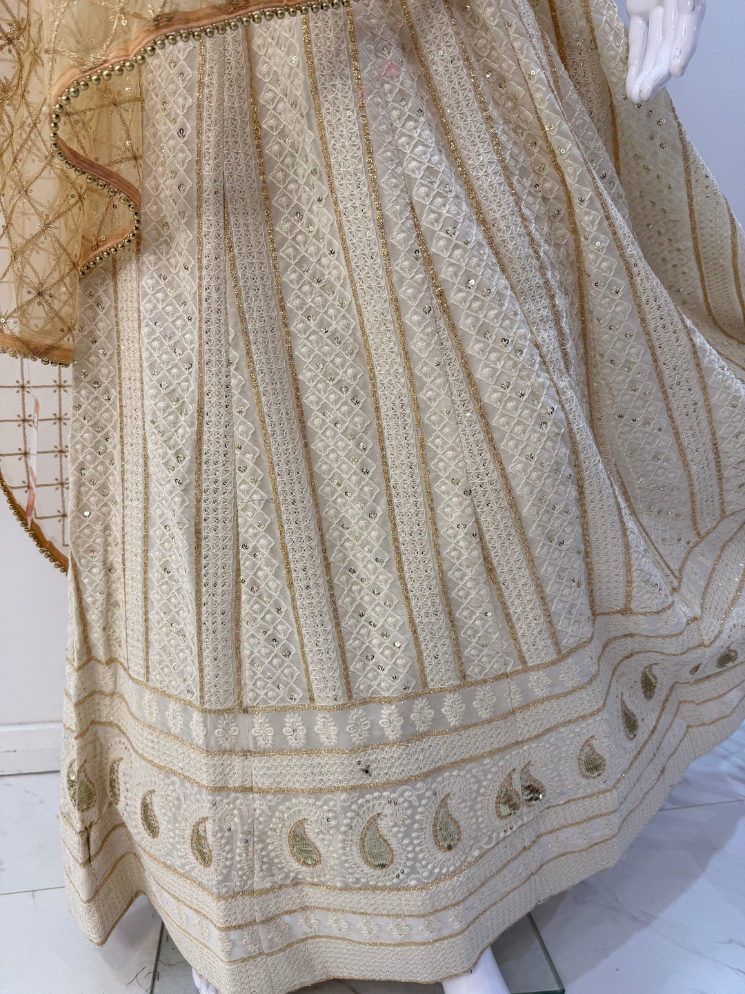 White Lucknowi Lehenga Choli - Perfect for Special Occasions - Shree