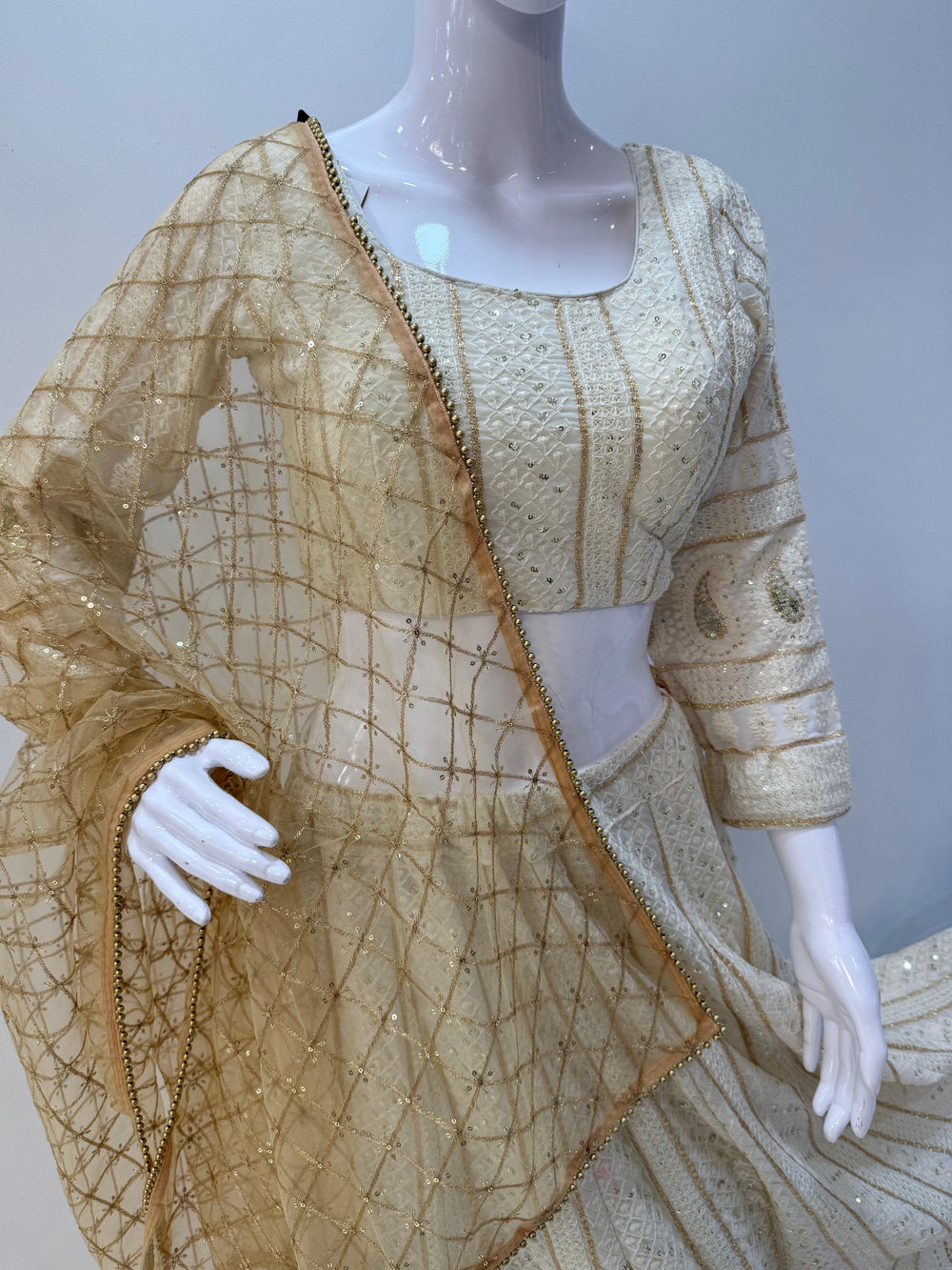 White Lucknowi Lehenga Choli - Perfect for Special Occasions - Shree