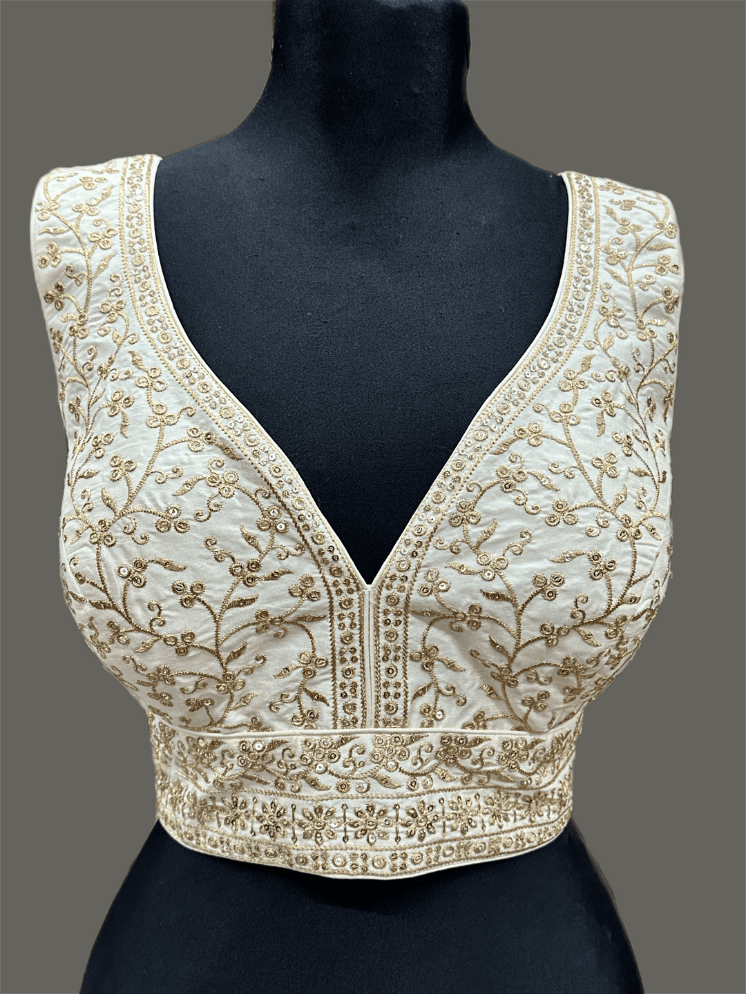 Elegant Gold Sequin Embroidered Blouse | Sizes 32, 38 & 40 with Expandable Margin - Shree Shringar