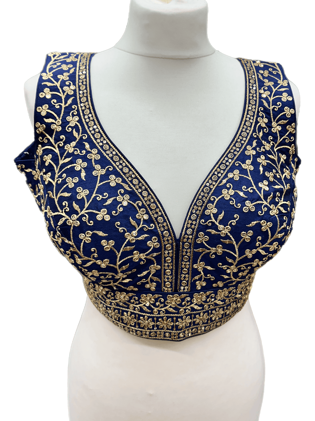 Elegant Gold Sequin Embroidered Blouse | Sizes 32, 38 & 40 with Expandable Margin - Shree Shringar