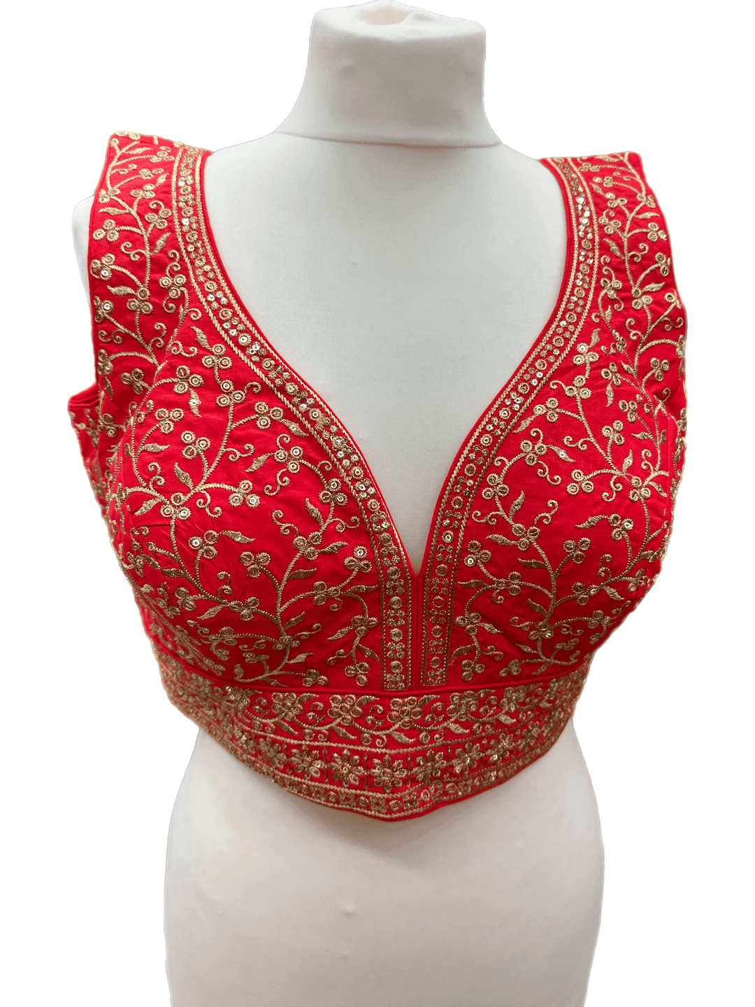 Elegant Gold Sequin Embroidered Blouse | Sizes 32, 38 & 40 with Expandable Margin - Shree Shringar