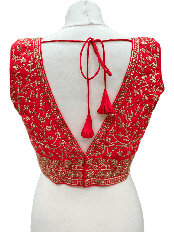 Elegant Gold Sequin Embroidered Blouse | Sizes 32, 38 & 40 with Expandable Margin - Shree Shringar