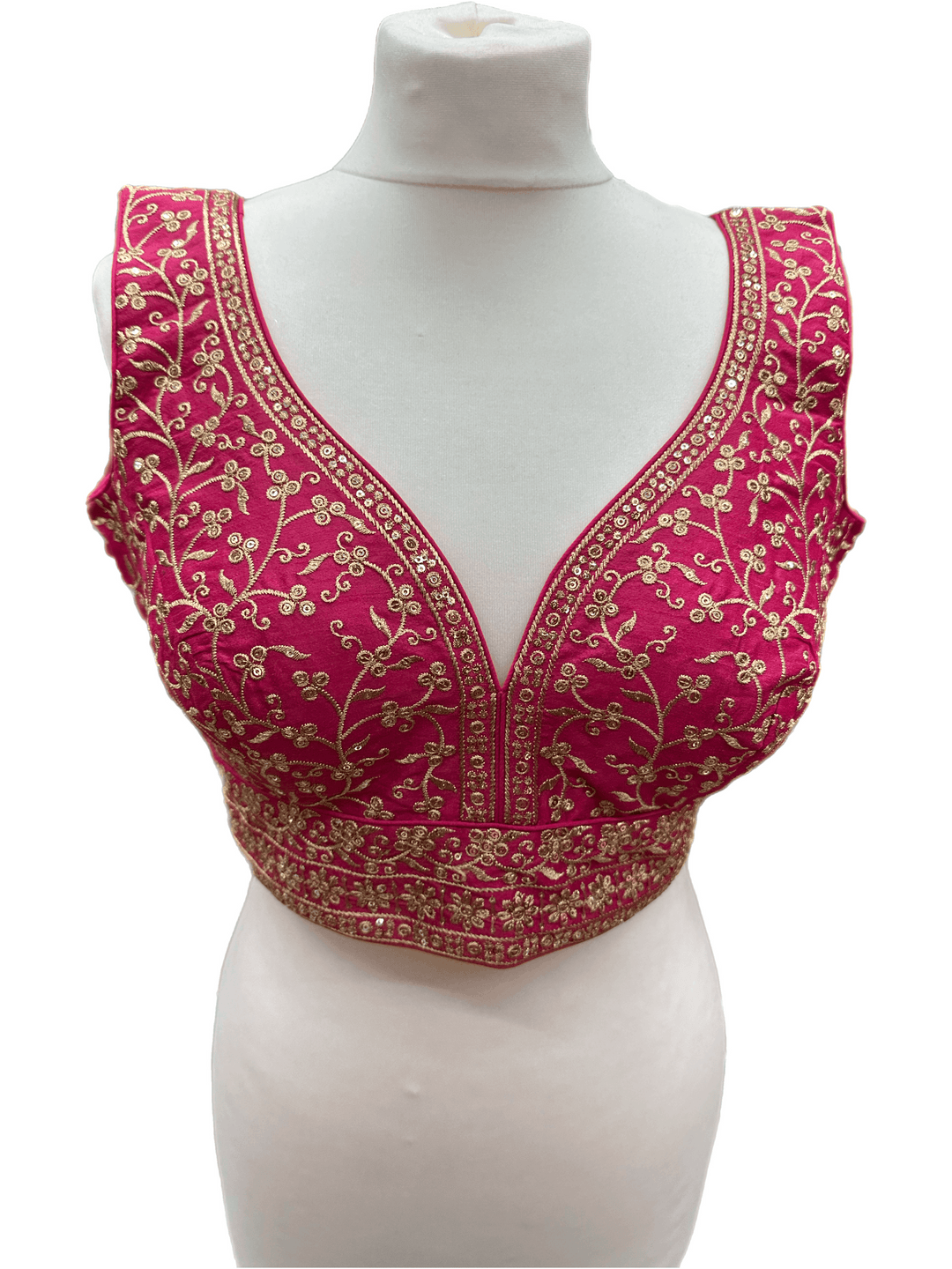 Elegant Gold Sequin Embroidered Blouse | Sizes 32, 38 & 40 with Expandable Margin - Shree Shringar