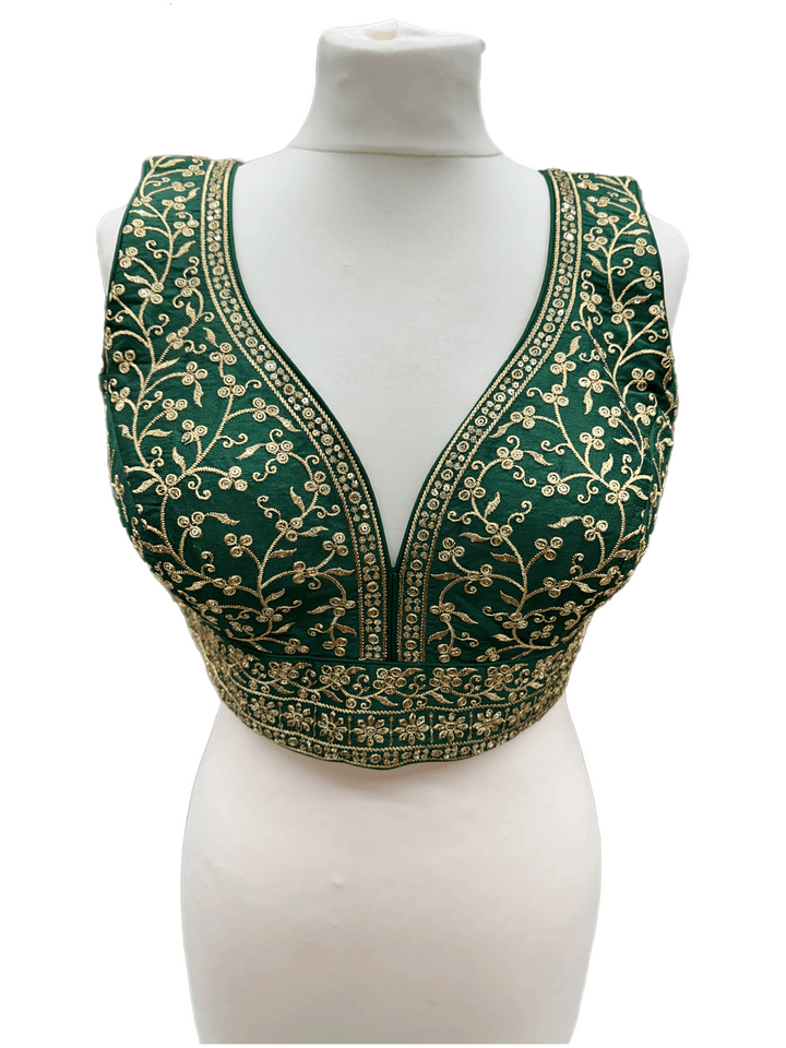 Elegant Gold Sequin Embroidered Blouse | Sizes 32, 38 & 40 with Expandable Margin - Shree Shringar