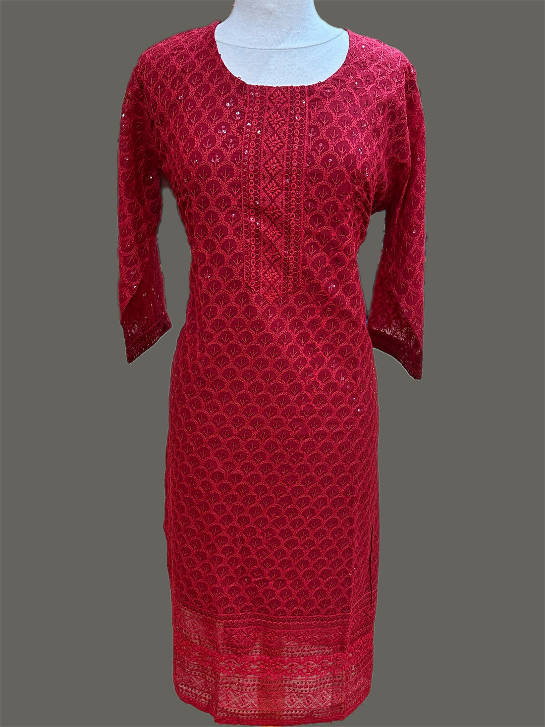 Long Sequin Kurti with Traditional Lucknowi Embroidery - Shree Shringar