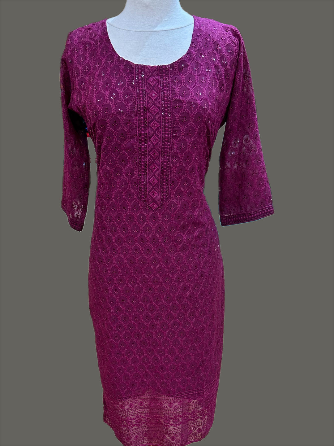 Long Sequin Kurti with Traditional Lucknowi Embroidery - Shree Shringar