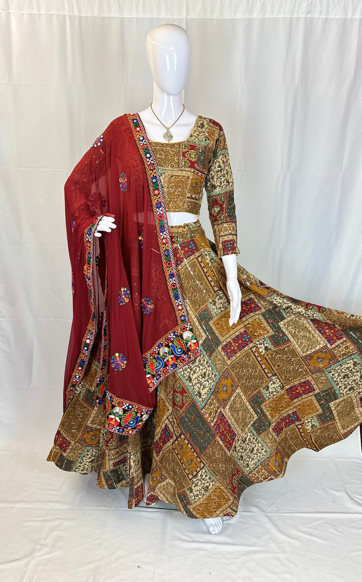 Traditional Rayon Navratri Chaniya Choli - Vibrant Patchwork Design Full Flair - Dupatta not included - Shree Shringar