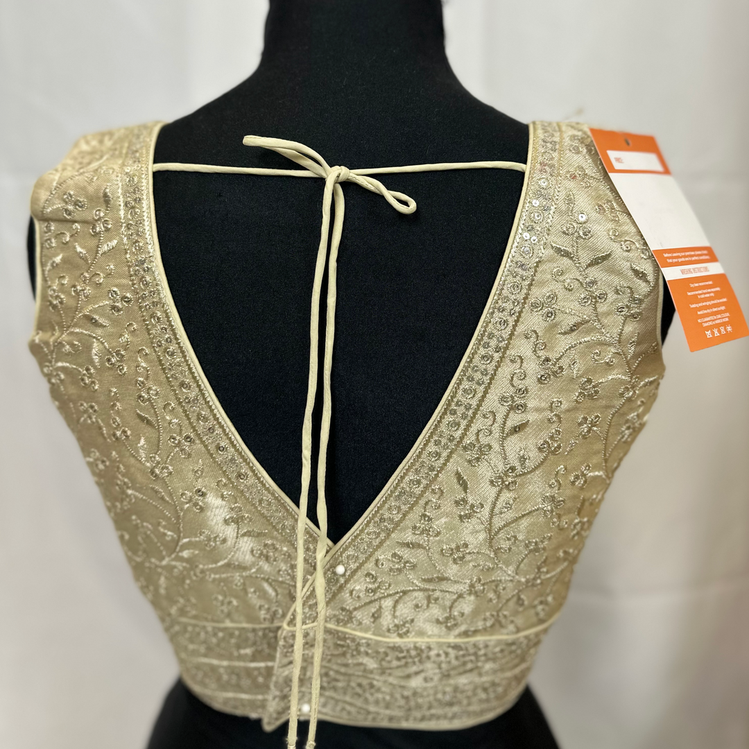 Elegant Gold Sequin Embroidered Blouse | Sizes 32 & 40 with Expandable Margin - Shree Shringar
