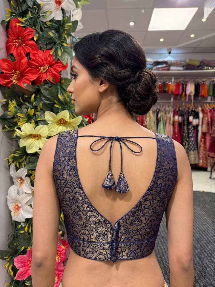 Silk Brocade V-Neck Blouse