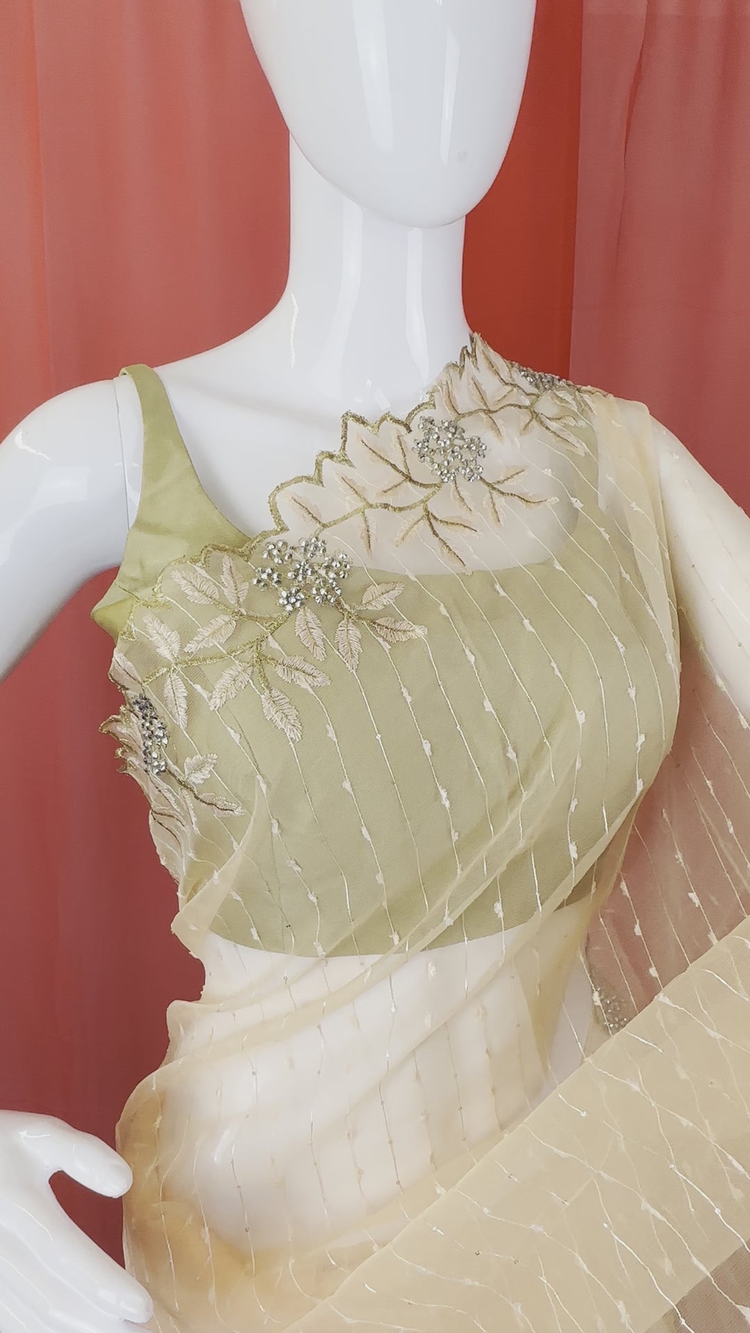 Ethereal Net Saree with Thread Work Border & Embellished Blouse Piece