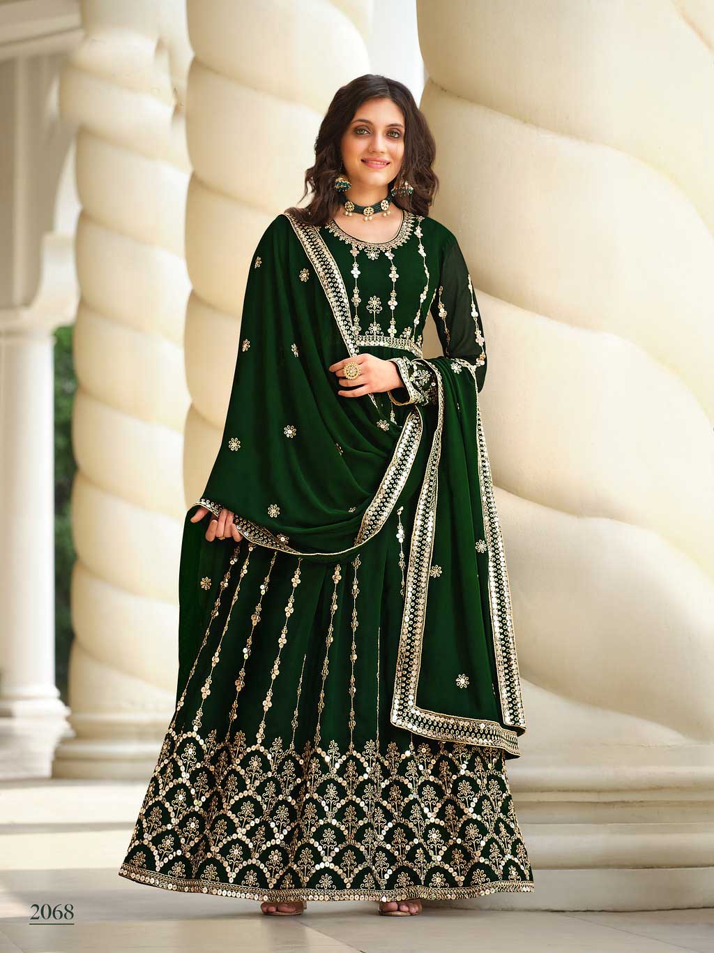 Long Georgette Anarkali Dress with Matching Dupatta and Bottoms - Shree Shringar