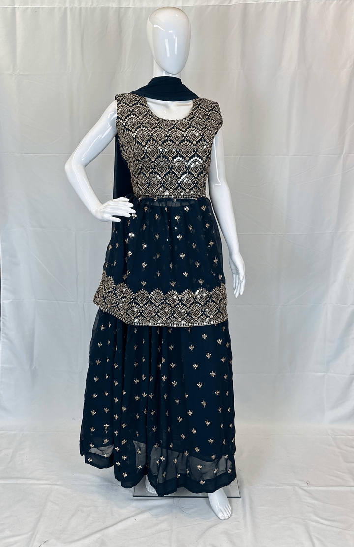 Elegant Georgette Peplum Style Lehenga with Sequin & Thread Work | Soft Dupatta Included - Shree Shringar
