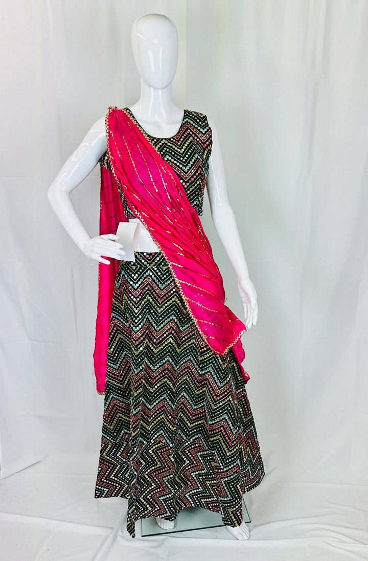 Party Wear Sequin Lehenga Set with Contrast Dupatta - Elegance Meets Style - Shree Shringar