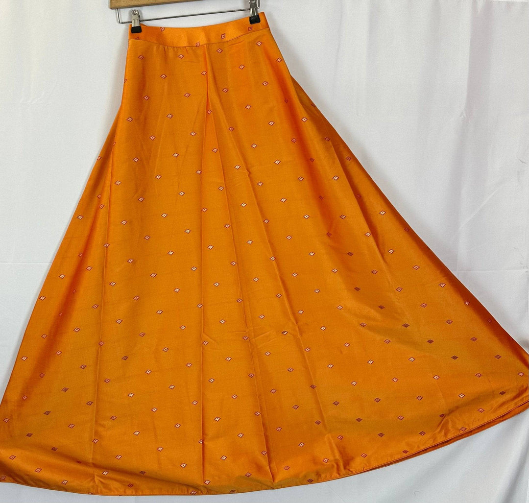 Orange Printed Skirt with Diamond Motifs - Traditional - Shree Shringar